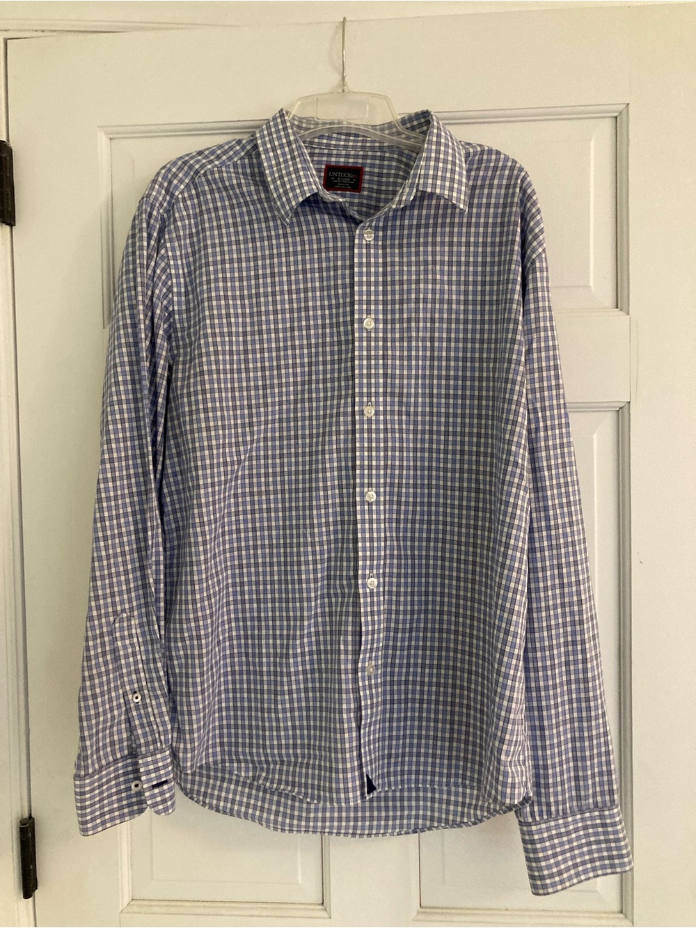 NWOT UNTUCKit Blue and White Checked Dress Shirt